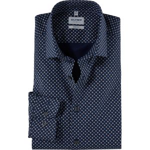 OLYMP - Level 5 - Overhemd - Marine Blauw - Body Fit - Dobby