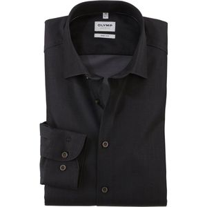 OLYMP Level 5 body fit overhemd, satijnbinding, antraciet grijs