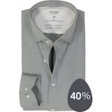 VENTI - Body Fit Overhemd - Groen - Popeline - Strijkvriendelijk