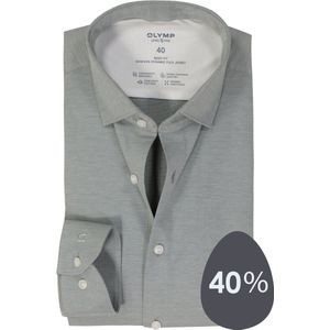 VENTI - Body Fit Overhemd - Groen - Popeline - Strijkvriendelijk