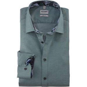 OLYMP - Overhemd - Groen - Structuurweving - Body Fit