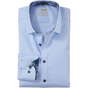 OLYMP Level 5 body fit overhemd, mouwlengte 7, structuur, lichtblauw