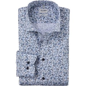 OLYMP Level 5 body fit overhemd, mouwlengte 7, mouwlengte 7, dobby, lichtblauw dessin