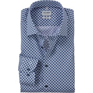 OLYMP Level 5 body fit overhemd, mouwlengte 7, mouwlengte 7, dobby, lichtblauw dessin