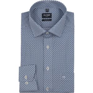 Olymp - Luxor - Overhemd - Blauw - Extra Lange Mouw - Bloemenprint
