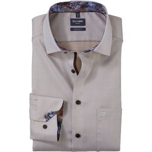 overhemd mouwlengte 7 Olymp Luxor Modern Fit beige borstzak