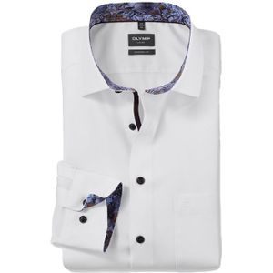 OLYMP - Modern Fit - Overhemd - Wit - Structuur