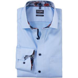OLYMP - Lichtblauw Overhemd - Heren - Modern Fit - Structuurweving