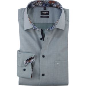 OLYMP - Heren Overhemd - Groen - Structuurweving - Lange Mouwen