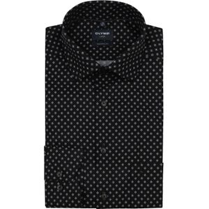 Olymp Luxor Overhemd Print Zwart - Maat 42 - Heren - Overhemden Formeel