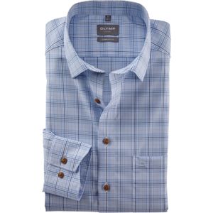OLYMP comfort fit overhemd, popeline, lichtblauw geruit