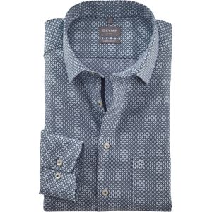 OLYMP comfort fit overhemd, popeline, groen dessin