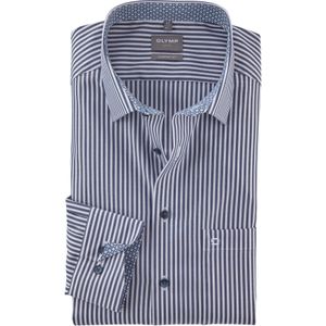 OLYMP comfort fit overhemd, popeline, marine blauw gestreept