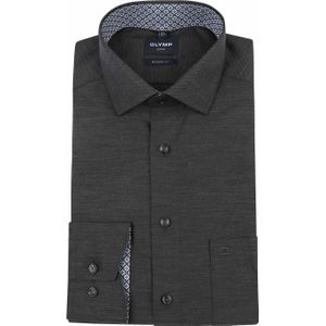 Olymp - Overhemd - Grijs - Katoen - Kent Boord - Borstzakje