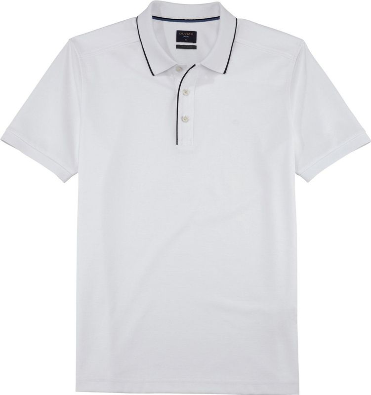 OLYMP - Polo - Wit - Tricot - Licht Getailleerd