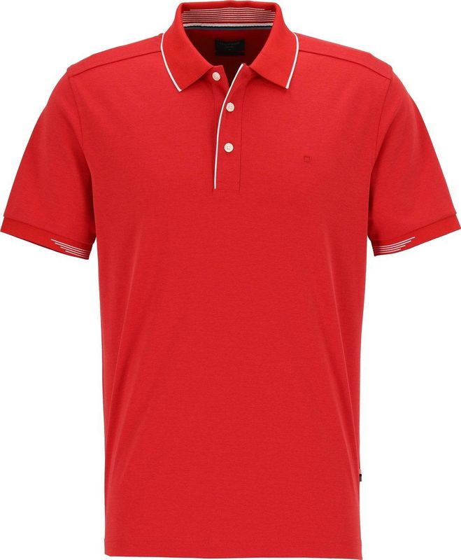 OLYMP - Casual Jersey - Poloshirt - Rood - Korte Knoopsluiting