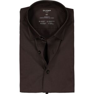 OLYMP - 24/7 Modern Fit - Overhemd - Zwartbruin - Strijkvriendelijk