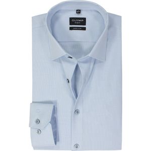 OLYMP No. 6 Six super slim fit overhemd, structuur, lichtblauw