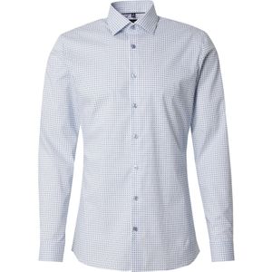 OLYMP - No. 6 - Overhemd - Wit met Blauw Dessin - Popeline - Super Slim Fit