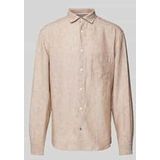 OLYMP - Casual - Overhemd - Beige - Regular Fit, Popeline, Lange Mouwen, Easy Iron