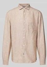 OLYMP - Casual - Overhemd - Beige - Regular Fit, Popeline, Lange Mouwen, Easy Iron