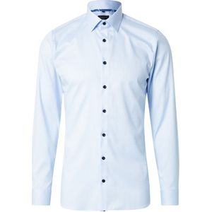 OLYMP No. 6 Overhemd - Structuur - Lichtblauw - Strijkvriendelijk - 97% Katoen