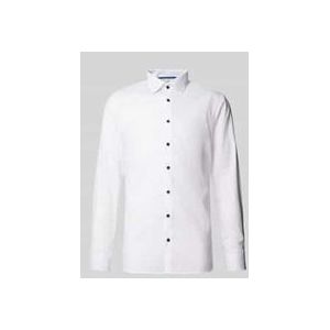 OLYMP No. 6 Overhemd - Wit - Structuur - Strijkvriendelijk - 97% Katoen, 3% Elastolefin