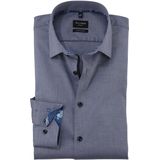 OLYMP No. 6 Six super slim fit overhemd - structuur - blauw - Strijkvriendelijk - Boordmaat: 42