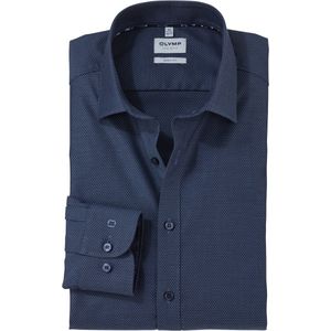 OLYMP Level 5 body fit overhemd, structuur, marine blauw
