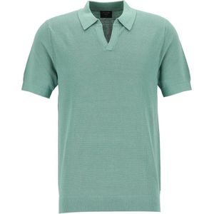 OLYMP - Modern Fit - Gebreide Polo - Smaragd Groen - 54% Hennep, 46% Katoen, Korte Mouw