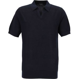 OLYMP - Modern Fit - Gebreide Polo - Marine Blauw - Katoen met Hennep