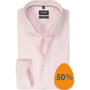 OLYMP 24/7 Modern Fit Overhemd - Twill - Roze - Strijkvriendelijk