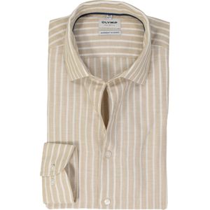OLYMP - Heren Overhemd - Beige - Poplin - Body Fit