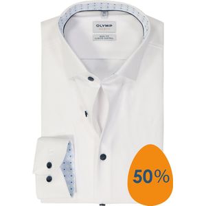 OLYMP - 24/7 Level 5 - Overhemd - Wit - Body Fit, Mouwlengte 7, Twill