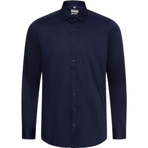 OLYMP - Heren Overhemd - Donkerblauw - Satijnbinding - Body Fit