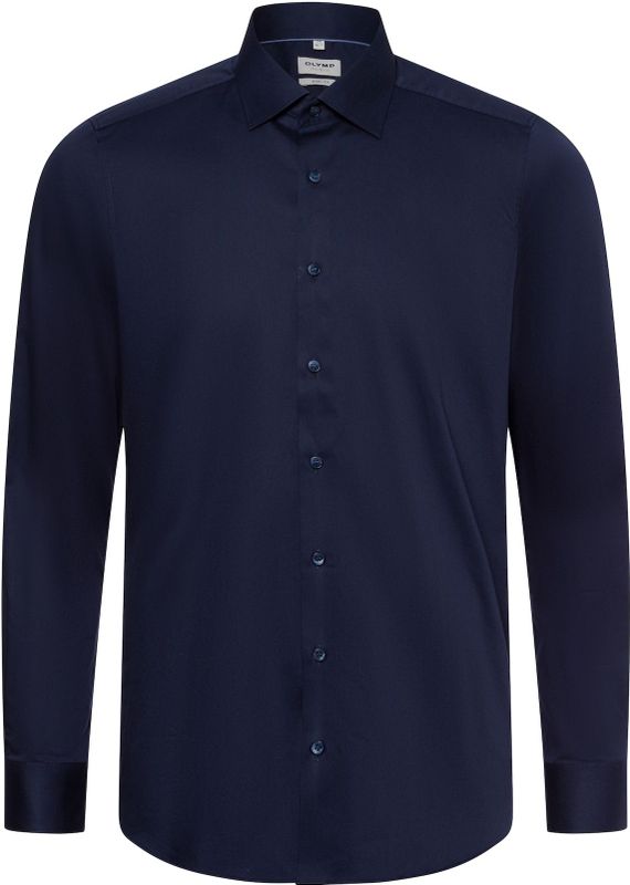 OLYMP - Heren Overhemd - Donkerblauw - Satijnbinding - Body Fit