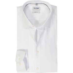 OLYMP - Wit Effen Overhemd - Katoen - Kent Kraag - Lange Mouwen