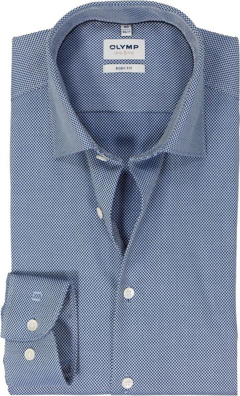 OLYMP - Level - Overhemd - Royal Blauw - Structuurweving - Body Fit