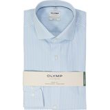 OLYMP - Blauw Gestreept Overhemd - 100% Katoen - Kent Kraag - Lange Mouwen