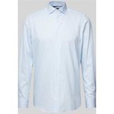 OLYMP - Blauw Gestreept Overhemd - 100% Katoen - Kent Kraag - Lange Mouwen
