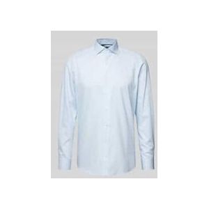 OLYMP - Blauw Gestreept Overhemd - 100% Katoen - Kent Kraag - Lange Mouwen