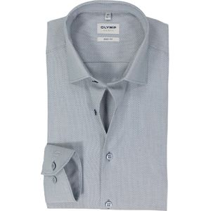 OLYMP - Blauw Effen Overhemd - Katoen - Kent Kraag - Lange Mouwen