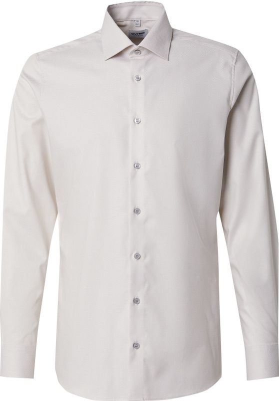 OLYMP - Overhemd - Beige - Katoen - Kent Kraag - Lange Mouwen