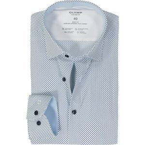OLYMP 24/7 Level 5 body fit overhemd, mouwlengte 7, tricot, wit dessin