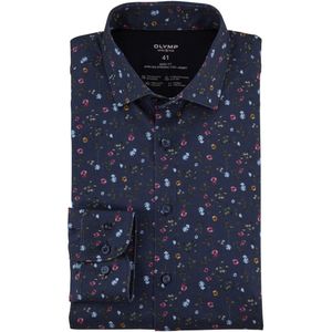 OLYMP - Multicolor Fantasie Overhemd - Katoen/Elastaan - Kent Kraag