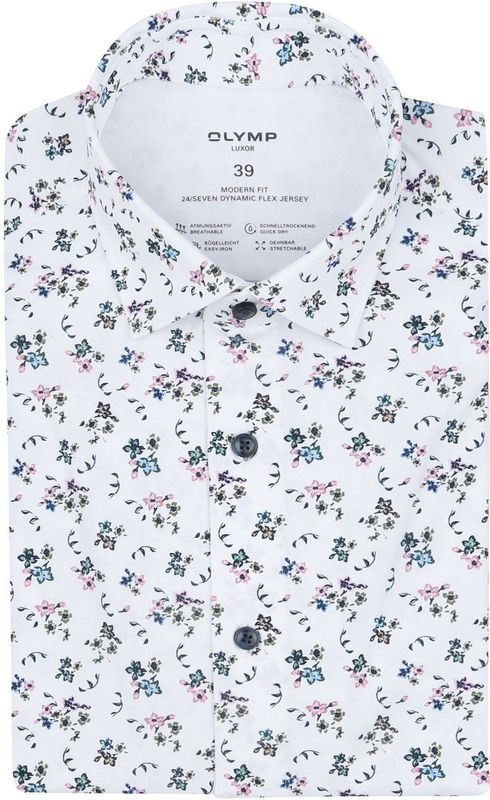 OLYMP - Luxor Overhemd 24/Seven - Wit - Katoen en Stretch