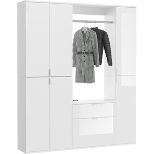 ProjektX garderobe opstelling 7 deuren, 1 lade wit.