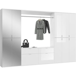 ProjektX garderobe opstelling 12 deuren, 2 laden wit.