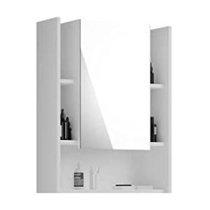 Venice spiegelkast 1 deur, 5 planken hoog glans wit,wit.