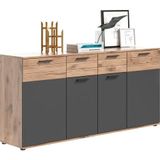INOSIGN Sideboard »Riga, Breite 180cm, 4 Türen, 2 Schubkästen, 6 Einlegeböden, 10 Fächer«, hochwertige Rillenfräsung, mit Softclose, Kommode, Anrichte, Schrank
